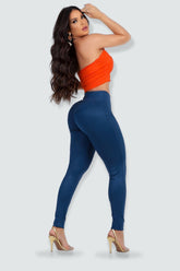 Calça Fitness Modeladora Azul Cintura Alta - CH7522