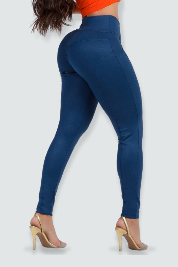 Calça Fitness Modeladora Azul Cintura Alta - CH7522